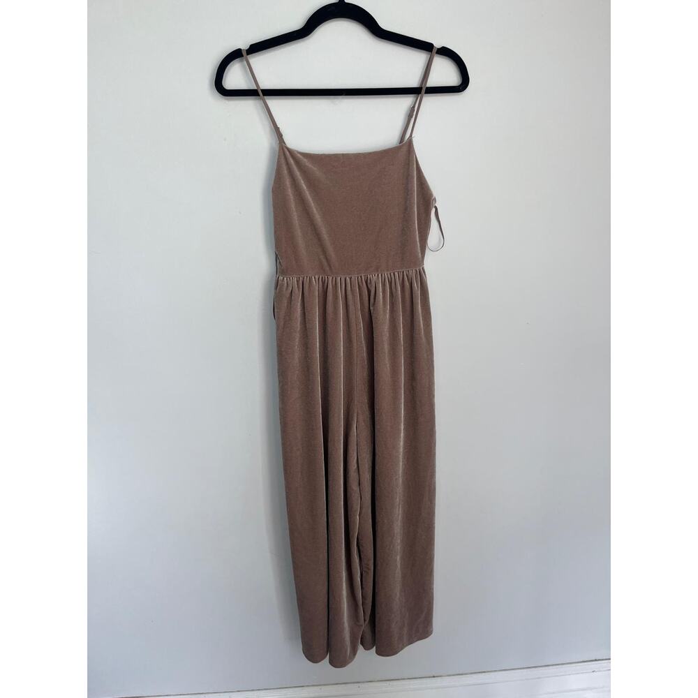 Urban Outfitters Velvet Jumpsuit Womens Small Pink Wide‎ Leg Strappy